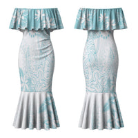 Turquoise Kuki Airani Tapakau Family Matching Mermaid Dress and Hawaiian Shirt Tribal Anchor Mix Tiare LT7 Mom's Dress Turquoise - Polynesian Pride