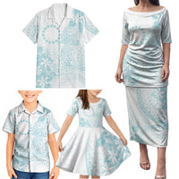 Turquoise Kuki Airani Tapakau Family Matching Puletasi and Hawaiian Shirt Tribal Anchor Mix Tiare LT7 - Polynesian Pride