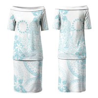 Turquoise Kuki Airani Tapakau Family Matching Puletasi and Hawaiian Shirt Tribal Anchor Mix Tiare LT7 Mom's Dress Turquoise - Polynesian Pride