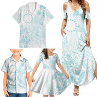 Turquoise Kuki Airani Tapakau Family Matching Summer Maxi Dress and Hawaiian Shirt Tribal Anchor Mix Tiare LT7 - Polynesian Pride