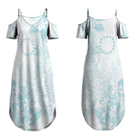 Turquoise Kuki Airani Tapakau Family Matching Summer Maxi Dress and Hawaiian Shirt Tribal Anchor Mix Tiare LT7 Mom's Dress Turquoise - Polynesian Pride