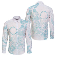 Turquoise Kuki Airani Tapakau Family Matching Summer Maxi Dress and Hawaiian Shirt Tribal Anchor Mix Tiare LT7 Dad's Shirt - Long Sleeve Turquoise - Polynesian Pride