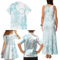 Turquoise Kuki Airani Tapakau Family Matching Tank Maxi Dress and Hawaiian Shirt Tribal Anchor Mix Tiare