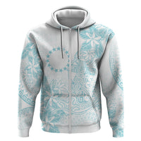 Turquoise Kuki Airani Tapakau Hoodie Tribal Anchor Mix Tiare LT7 Zip Hoodie Turquoise - Polynesian Pride