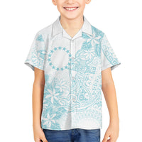 Turquoise Kuki Airani Tapakau Kid Hawaiian Shirt Tribal Anchor Mix Tiare LT7 Kid Turquoise - Polynesian Pride
