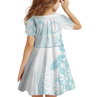 Turquoise Kuki Airani Tapakau Kid Short Sleeve Dress Tribal Anchor Mix Tiare LT7 - Polynesian Pride