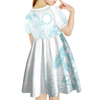 Turquoise Kuki Airani Tapakau Kid Short Sleeve Dress Tribal Anchor Mix Tiare LT7 - Polynesian Pride