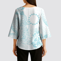 Turquoise Kuki Airani Tapakau Kimono Sleeve Blouse Tribal Anchor Mix Tiare LT7 - Polynesian Pride