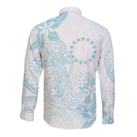 Turquoise Kuki Airani Tapakau Long Sleeve Button Shirt Tribal Anchor Mix Tiare LT7 - Polynesian Pride