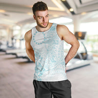Turquoise Kuki Airani Tapakau Men Tank Top Tribal Anchor Mix Tiare