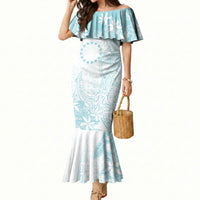 Turquoise Kuki Airani Tapakau Mermaid Dress Tribal Anchor Mix Tiare LT7 Women Turquoise - Polynesian Pride