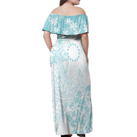 Turquoise Kuki Airani Tapakau Off Shoulder Maxi Dress Tribal Anchor Mix Tiare LT7 - Polynesian Pride