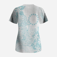 Turquoise Kuki Airani Tapakau Scrub Top Tribal Anchor Mix Tiare
