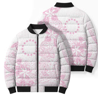 Candy Pink Kuki Airani Tapakau Bomber Puffer Jacket Tribal Anchor Mix Tiare