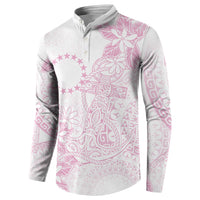Candy Pink Kuki Airani Tapakau Button Sweatshirt Tribal Anchor Mix Tiare LT7 - Polynesian Pride