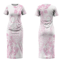 Candy Pink Kuki Airani Tapakau Couples Matching Short Sleeve Bodycon Dress and Hawaiian Shirt Tribal Anchor Mix Tiare LT7 - Polynesian Pride