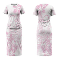 Candy Pink Kuki Airani Tapakau Couples Matching Short Sleeve Bodycon Dress and Hawaiian Shirt Tribal Anchor Mix Tiare LT7 - Polynesian Pride
