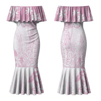 Candy Pink Kuki Airani Tapakau Family Matching Mermaid Dress and Hawaiian Shirt Tribal Anchor Mix Tiare LT7 Mom's Dress Candy Pink - Polynesian Pride