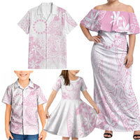 Candy Pink Kuki Airani Tapakau Family Matching Off Shoulder Maxi Dress and Hawaiian Shirt Tribal Anchor Mix Tiare LT7 - Polynesian Pride