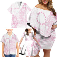 Candy Pink Kuki Airani Tapakau Family Matching Off Shoulder Short Dress and Hawaiian Shirt Tribal Anchor Mix Tiare LT7 - Polynesian Pride
