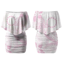 Candy Pink Kuki Airani Tapakau Family Matching Off Shoulder Short Dress and Hawaiian Shirt Tribal Anchor Mix Tiare LT7 Mom's Dress Candy Pink - Polynesian Pride