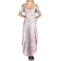 Candy Pink Kuki Airani Tapakau Family Matching Summer Maxi Dress and Hawaiian Shirt Tribal Anchor Mix Tiare