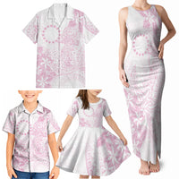 Candy Pink Kuki Airani Tapakau Family Matching Tank Maxi Dress and Hawaiian Shirt Tribal Anchor Mix Tiare LT7 - Polynesian Pride