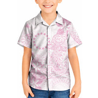 Candy Pink Kuki Airani Tapakau Kid Hawaiian Shirt Tribal Anchor Mix Tiare LT7 Kid Candy Pink - Polynesian Pride
