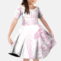 Candy Pink Kuki Airani Tapakau Kid Short Sleeve Dress Tribal Anchor Mix Tiare LT7 KID Candy Pink - Polynesian Pride