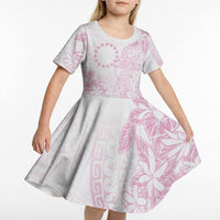 Candy Pink Kuki Airani Tapakau Kid Short Sleeve Dress Tribal Anchor Mix Tiare LT7 - Polynesian Pride