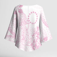 Candy Pink Kuki Airani Tapakau Kimono Sleeve Blouse Tribal Anchor Mix Tiare