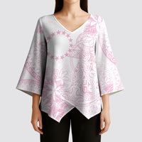 Candy Pink Kuki Airani Tapakau Kimono Sleeve Blouse Tribal Anchor Mix Tiare