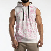 Candy Pink Kuki Airani Tapakau Sleeveless Hoodie Tribal Anchor Mix Tiare