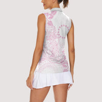 Candy Pink Kuki Airani Tapakau Women Sleeveless Polo Shirt Tribal Anchor Mix Tiare