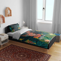 Hawaii Hula Girl Vintage Bedding Set Tropical Forest