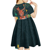Hawaii Hula Girl Vintage Kid Short Sleeve Dress Tropical Forest
