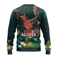 Hawaii Hula Girl Vintage Ugly Christmas Sweater Tropical Forest
