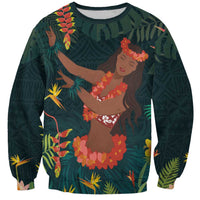 Hawaii Hula Girl Vintage Sweatshirt Tropical Forest
