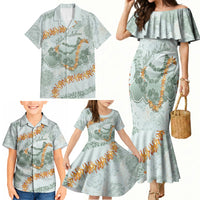 Hawaii Kaho'olawe Island Flowers Lei Family Matching Mermaid Dress and Hawaiian Shirt Silver Hinahina Kū Kahakai LT7 - Polynesian Pride