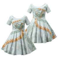 Hawaii Kaho'olawe Island Flowers Lei Family Matching Summer Maxi Dress and Hawaiian Shirt Silver Hinahina Kū Kahakai LT7 Daughter's Dress Silver - Polynesian Pride