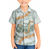 Hawaii Kaho'olawe Island Flowers Lei Kid Hawaiian Shirt Silver Hinahina Kū Kahakai LT7 Kid Silver - Polynesian Pride