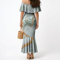 Hawaii Kaho'olawe Island Flowers Lei Mermaid Dress Silver Hinahina Kū Kahakai LT7 - Polynesian Pride