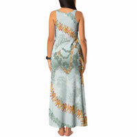 Hawaii Kaho'olawe Island Flowers Lei Tank Maxi Dress Silver Hinahina Kū Kahakai LT7 - Polynesian Pride