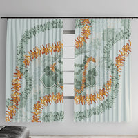 Hawaii Kaho'olawe Island Flowers Lei Window Curtain Silver Hinahina Kū Kahakai