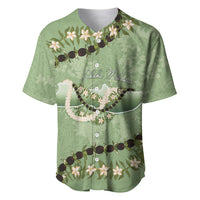 Hawaii Molokai Island Flowers Lei Baseball Jersey Kukui Nut Mossy Green
