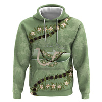 Hawaii Molokai Island Flowers Lei Hoodie Kukui Nut Mossy Green
