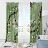 Hawaii Molokai Island Flowers Lei Window Curtain Kukui Nut Mossy Green