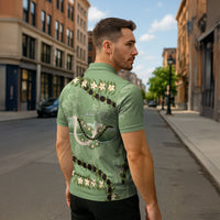 Hawaii Molokai Island Flowers Lei Zipper Polo Shirt Kukui Nut Mossy Green LT7 - Polynesian Pride