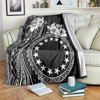 Kia Orana Cook Islands Blanket Tiare and Stars LT7 Black - Polynesian Pride
