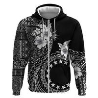 Kia Orana Cook Islands Hoodie Tiare and Stars LT7 Zip Hoodie Black - Polynesian Pride